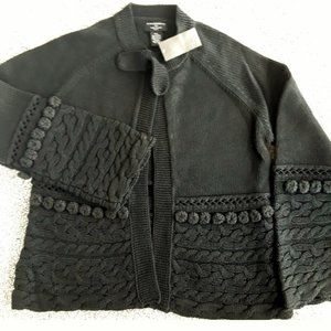 Black Cotton Knitted Cardigan, 10